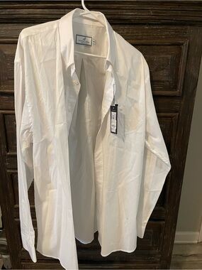 Thomas Dean White Long-Sleeve Button Shirt